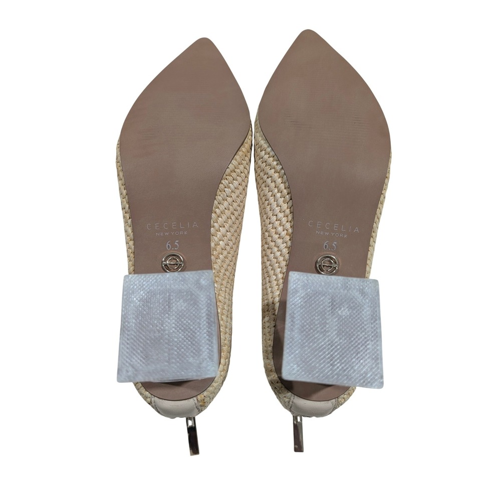 Cecelia New York Natural Woven Pointed Toe Clear Block Heel Bootie 6.5M - Picture 5 of 14